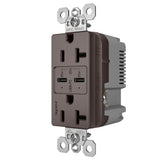 Radiant 20A Tamper Resistant Ultra Fast PLUS Power Delivery USB Type CC Outlet Brown Side View