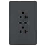Radiant 20A Tamper Resistant Ultra Fast PLUS Power Delivery USB Type CC Outlet Graphite