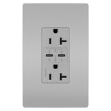 Radiant 20A Tamper Resistant Ultra Fast PLUS Power Delivery USB Type CC Outlet Gray