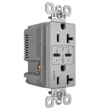 Radiant 20A Tamper Resistant Ultra Fast PLUS Power Delivery USB Type CC Outlet Gray Side View