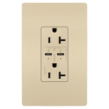 Radiant 20A Tamper Resistant Ultra Fast PLUS Power Delivery USB Type CC Outlet Ivory
