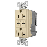 Radiant 20A Tamper Resistant Ultra Fast PLUS Power Delivery USB Type CC Outlet Ivory Side View