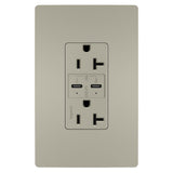 Radiant 20A Tamper Resistant Ultra Fast PLUS Power Delivery USB Type CC Outlet Nickel