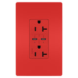 Radiant 20A Tamper Resistant Ultra Fast PLUS Power Delivery USB Type CC Outlet Red