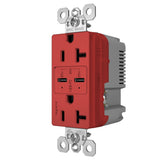 Radiant 20A Tamper Resistant Ultra Fast PLUS Power Delivery USB Type CC Outlet Red Side View