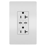 Radiant 20A Tamper Resistant Ultra Fast PLUS Power Delivery USB Type CC Outlet White