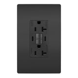 Radiant 20A Weather Resistant Self Test GFCI Outlet with USB Type C in Black by Legrand Radiant