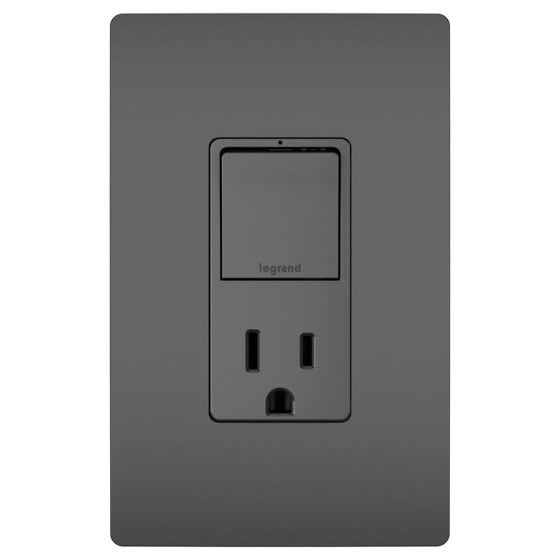 Radiant Single Pole/3-Way Switch with 15A Tamper-Resistant Outlet By Legrand Radiant BK