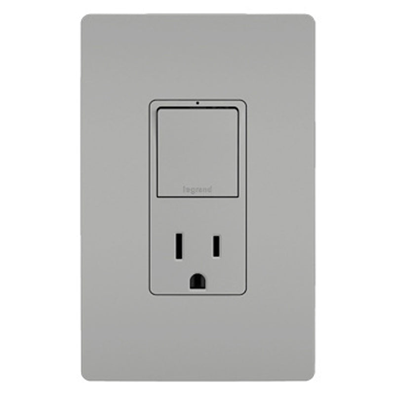Radiant Single Pole/3-Way Switch with 15A Tamper-Resistant Outlet By Legrand Radiant GY