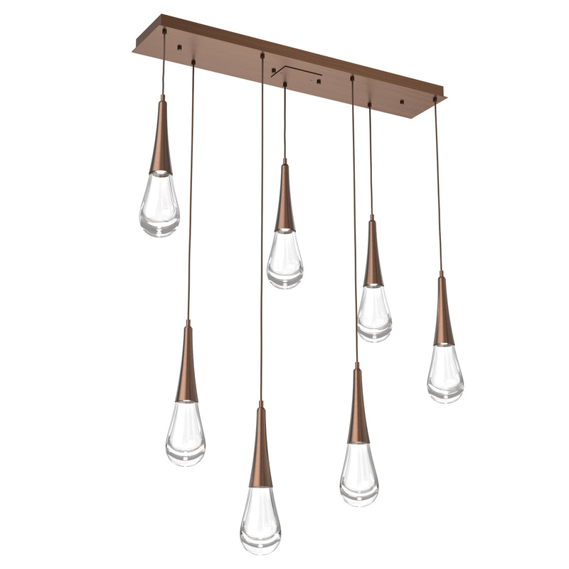 Raindrop Linear Suspension By Hammerton, 7 Light, Finish: Oil Rubbed Bronze