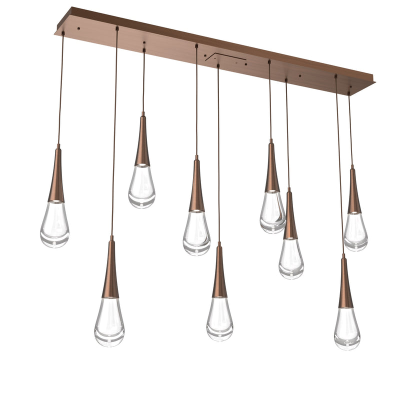 Raindrop Linear Suspension By Hammerton, 9 Light, Finish: Oil Rubbed Bronze