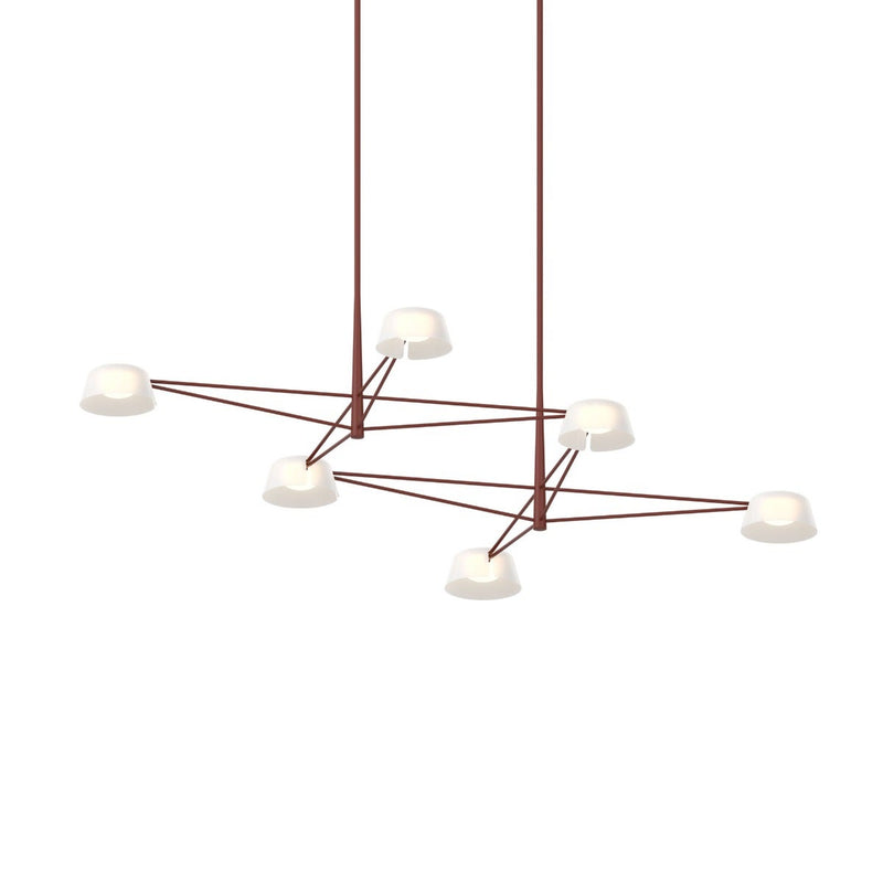 Ray Chandelier Large Oxide Red Opal White Acrylic By Sonneman