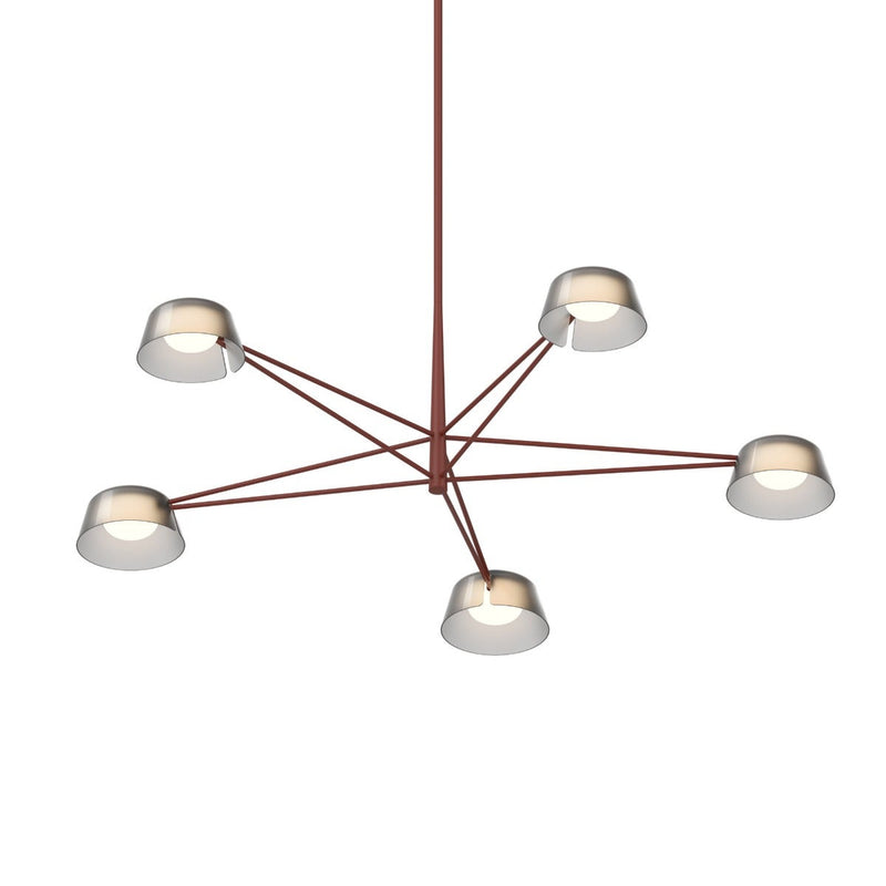 Ray Chandelier Medium Oxide Red Smoked Etched By Sonneman