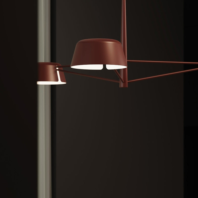 Ray Chandelier Small Oxide Red  Aluminium By Sonneman With Light