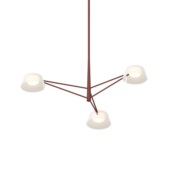Ray Chandelier Small Oxide Red  Opal White Acrylic By Sonneman