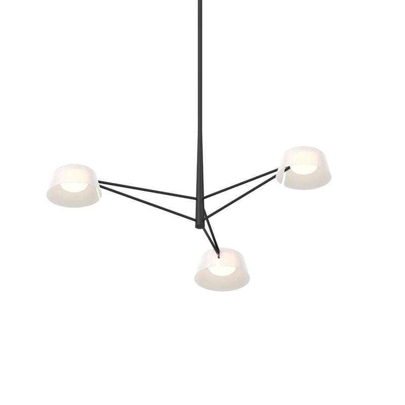 Ray Chandelier Small Satin Black Stain Opal White Acrylic By Sonneman