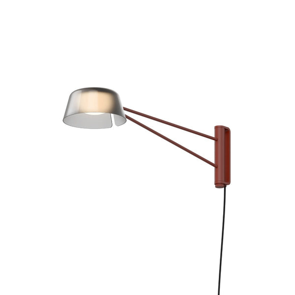 Ray Wall Lamp Oxide Red Smoked Etched Acrylic Short By Sonneman