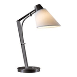 Reach Table Lamp, shown in Dark Smoke, Natural Anna Shade, by Hubbardton Forge