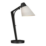 Reach Table Lamp in Black, Natural Anna Shade by Hubbardton Forge