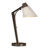 Reach Table Lamp in Bronze, Flax Shade by Hubbardton Forge