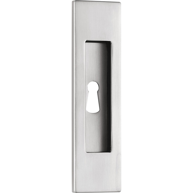 Rectangular Pocket Door Pull in Satin Chrome by Colombo Design