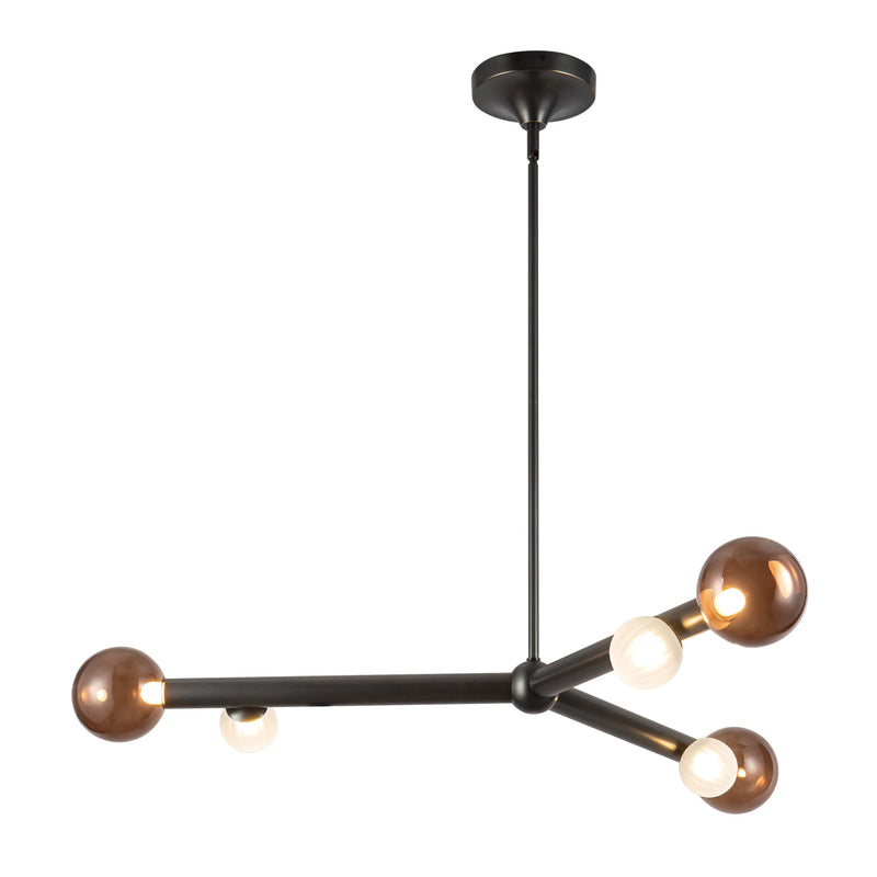 Reese Chandelier — 41 Inch, Urban Bronze, Amber Glass