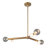 Reese Chandelier — 41 Inch, Vintage Brass, Smoked Glass