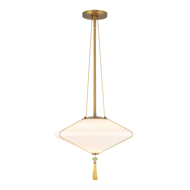 Reeve Pendant — Brushed Gold/Opal Glass