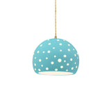 Reflecting Pool-Beige Twisted Cord Perforated Small Globe Pendant by Justice Design