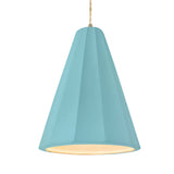 Reflecting Pool-Beige Twisted Cord Tall Fluted Ceramic Pendant by Justice Design