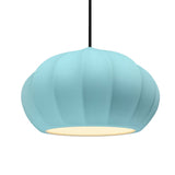 Reflecting Pool-Black Cord Oval Fluted Ceramic Pendant by Justice Design