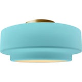 Reflecting Pool Brushed Brass Ceramic Small Tier Semi-Flush by Justice Design