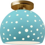 Reflecting Pool Brushed Brass Perforated Small Globe Semi-Flush by Justice Design
