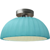 Reflecting Pool Brushed Nickel Ceramic Pleated Dome Semi-Flush by Justice Design