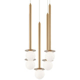 Reigndrop 5 Light Suspension Aged Gold Brass By Matteo - Front View3