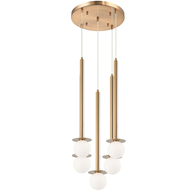 Reigndrop 5 Light Suspension Aged Gold Brass By Matteo