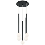 Reigndrop 5 Light Suspension Matte Black By Matteo  - Front View1