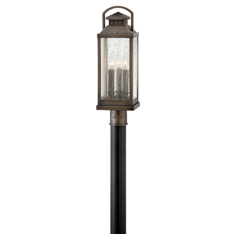 Revere Large Post Mount Lantern - Blackened Brass - by Hinkley