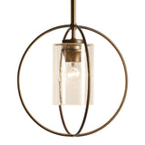 Rhythm Mini Pendant, shown in Dark Smoke, Seeded Clear Glass, by Hubbardton Forge