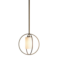 Rhythm Mini Pendant, shown in Dark Smoke, Opal Glass, by Hubbardton Forge