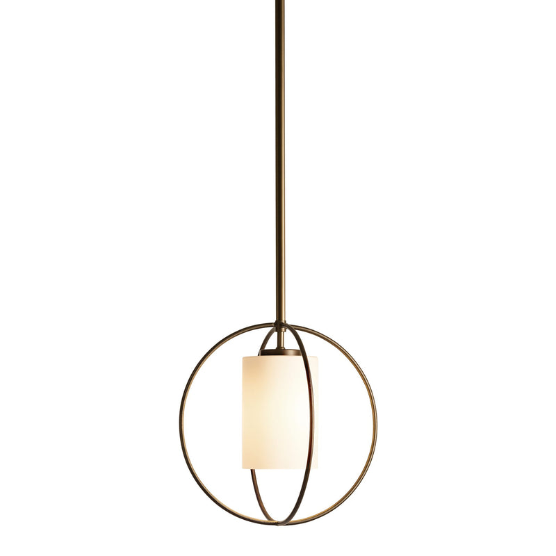 Rhythm Mini Pendant, shown in Dark Smoke, Opal Glass, by Hubbardton Forge