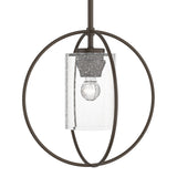 Rhythm Mini Pendant in Bronze, Seeded Clear Glass by Hubbardton Forge