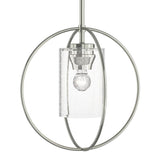 Rhythm Mini Pendant in Sterling, Seeded Clear Glass by Hubbardton Forge