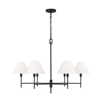 Ridgewood Chandelier — 36", White Linen, Aged Iron