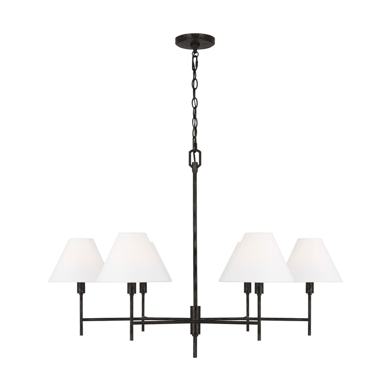 Ridgewood Chandelier — 36", White Linen, Aged Iron