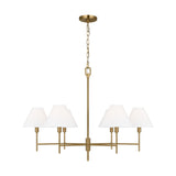 Ridgewood Chandelier — 36", White Linen, Burnished Brass