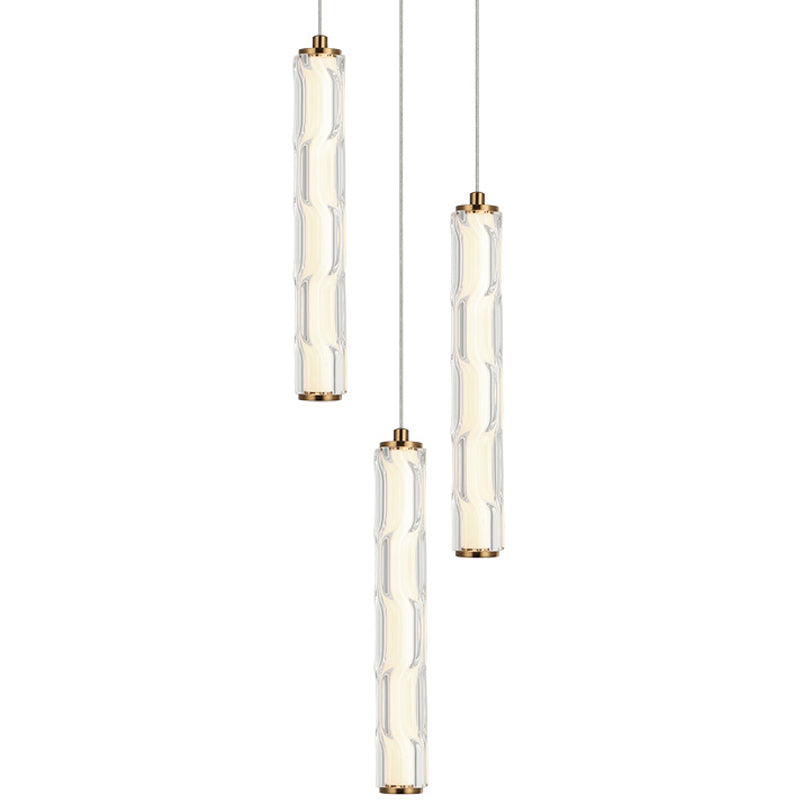 Ripley 3 Light Suspension Aged Gold Brass By Matteo - Front View