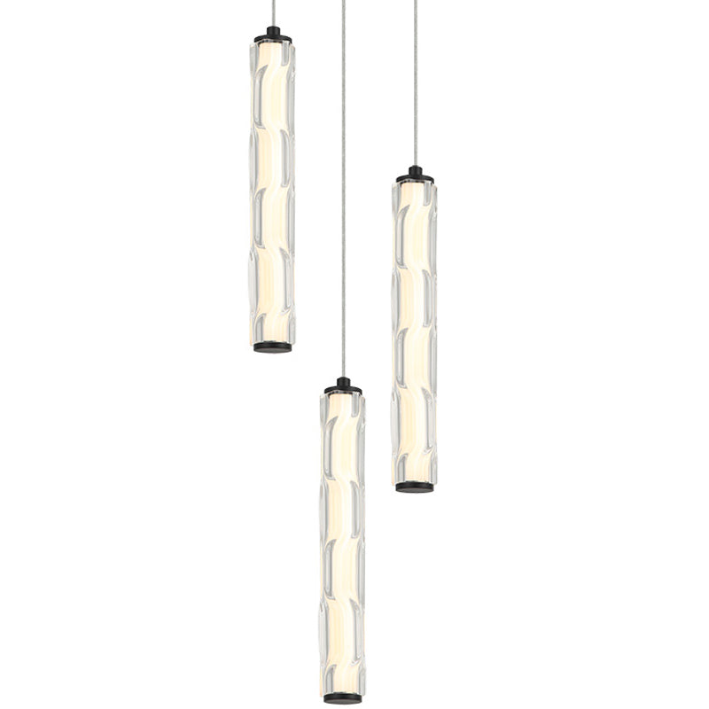 Ripley 3 Light Suspension Matte Black By Matteo - Front View