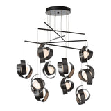 Riza 10-Light Mobile Chandelier, shown in Ink, Standard, by Hubbardton Forge