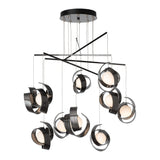 Riza 10-Light Mobile Chandelier, shown in Ink, Standard, by Hubbardton Forge